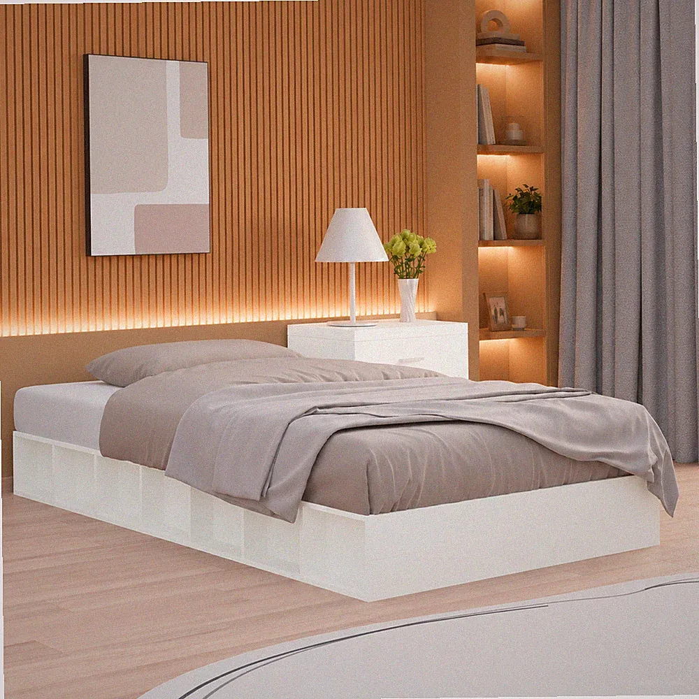 Massivholzbett Kiefer Bettgestell Holzbett Doppelbett Weiß | 140 x 190cm