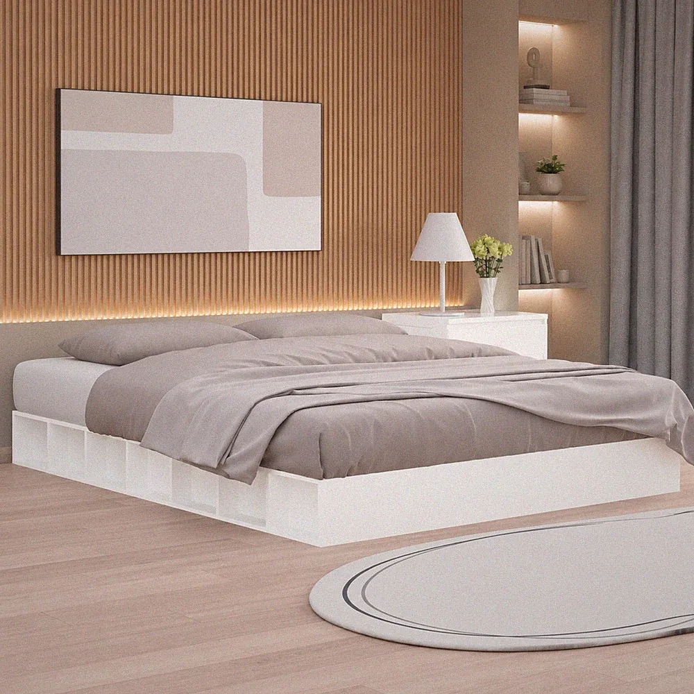 Massivholzbett Kiefer Bettgestell Holzbett Doppelbett Weiß | 160 x 200cm