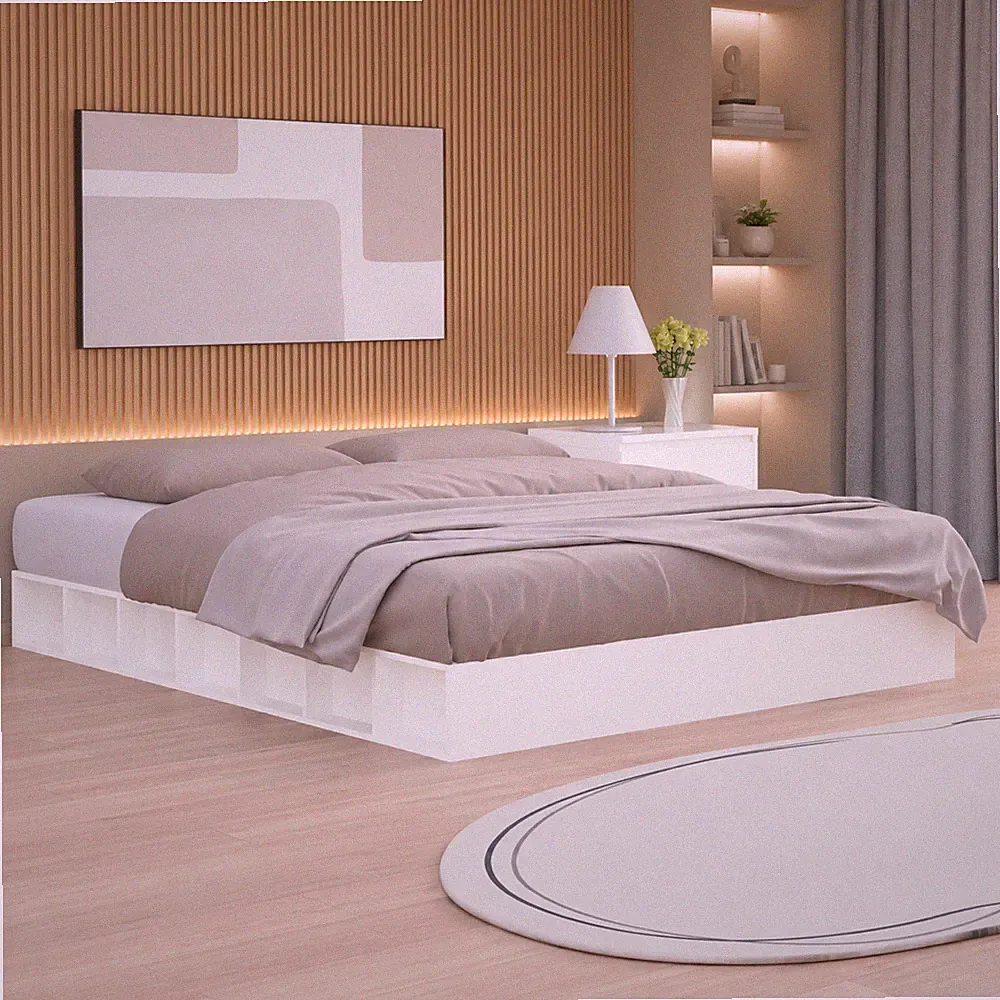Massivholzbett Kiefer Bettgestell Holzbett Doppelbett Weiß | 180 x 200cm
