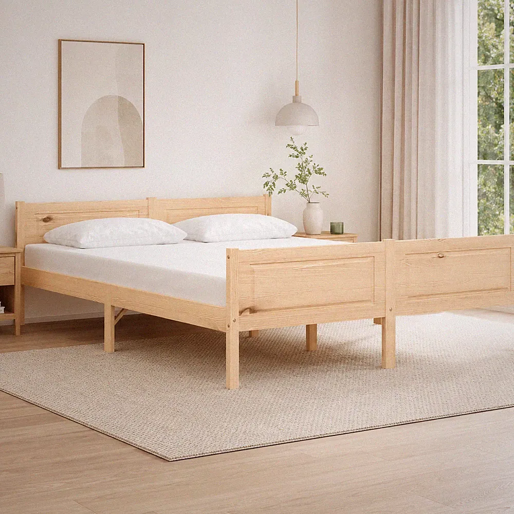 Massivholzbett Kiefer Bettgestell Holzbett Einzelbett Schlafzimmer | 120 x 200cm