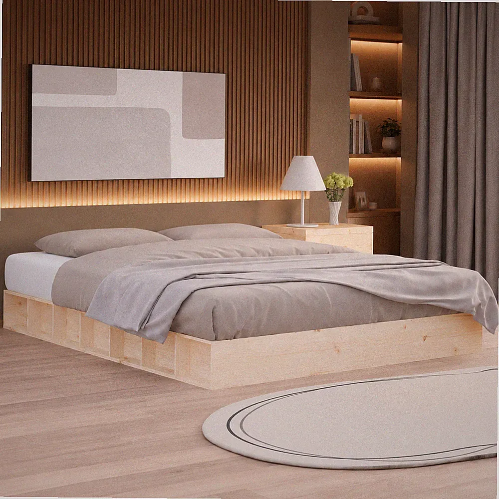Massivholzbett Kiefer Bettgestell Holzbett Einzelbett Schlafzimmer | 120 x 200cm