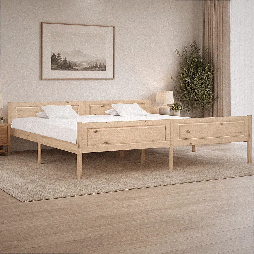 Massivholzbett Kiefer Bettgestell Holzbett Einzelbett Schlafzimmer | 200 x 200cm