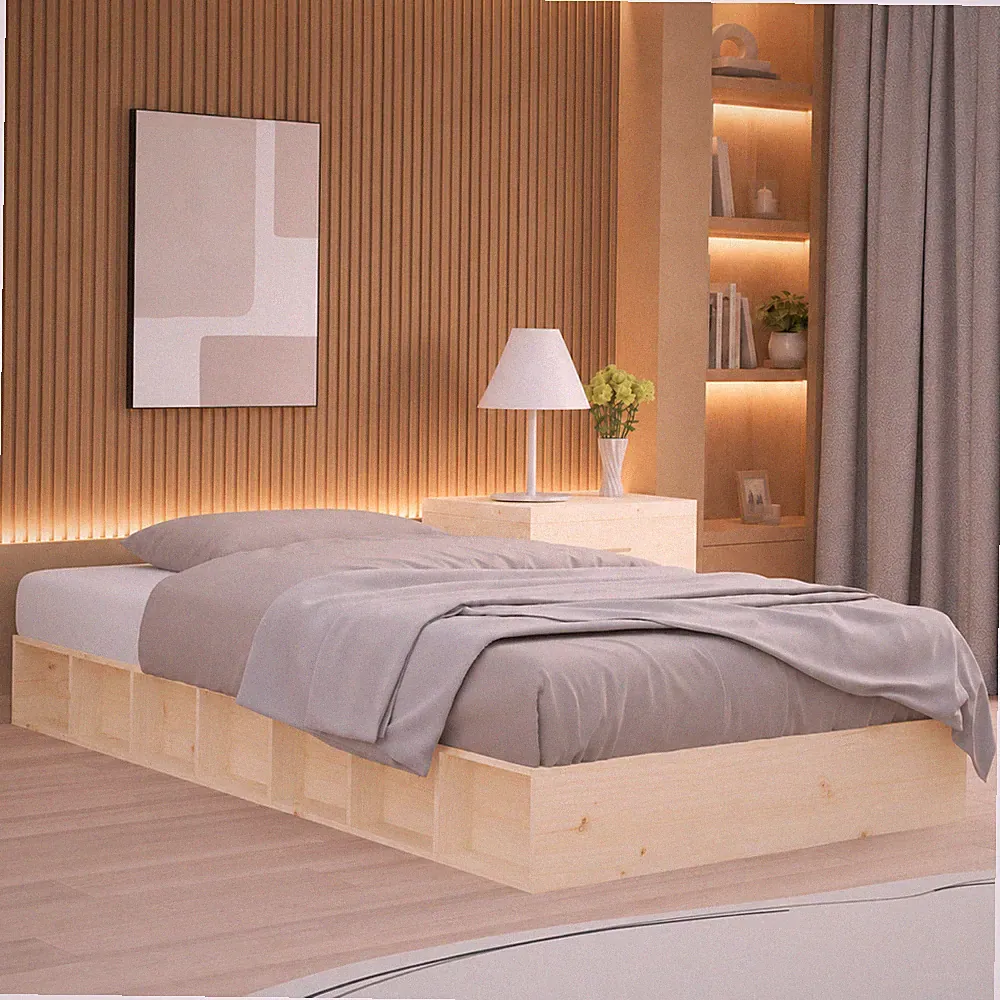 Massivholzbett Kiefer Bettgestell Holzbett Einzelbett Schlafzimmer | 90 x 200cm