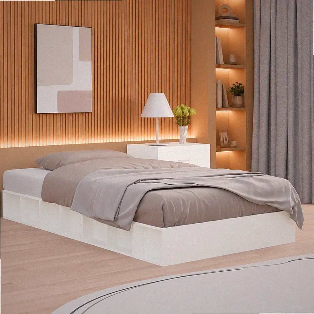 Massivholzbett Kiefer Bettgestell Holzbett Einzelbett Weiß | 120 x 190cm