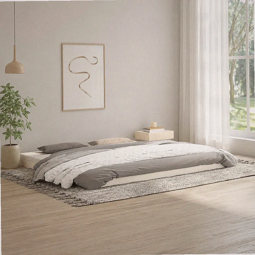 Massivholzbett Kiefer Weiß Doppelbett Bettgestell Holzbett | 200 x 200 cm