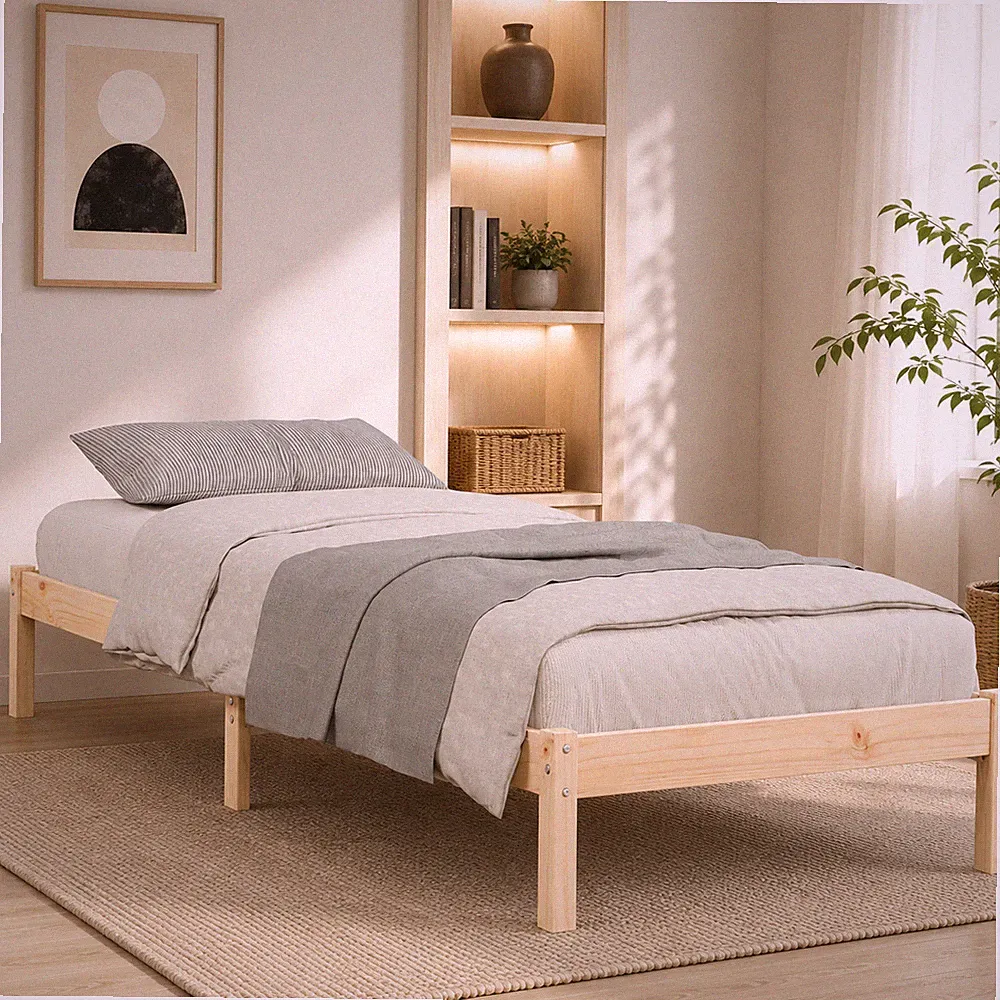 Massivholzbett Kiefernholz Bettgestell Bett Holzbett Einzelbett | 100 x 210 cm