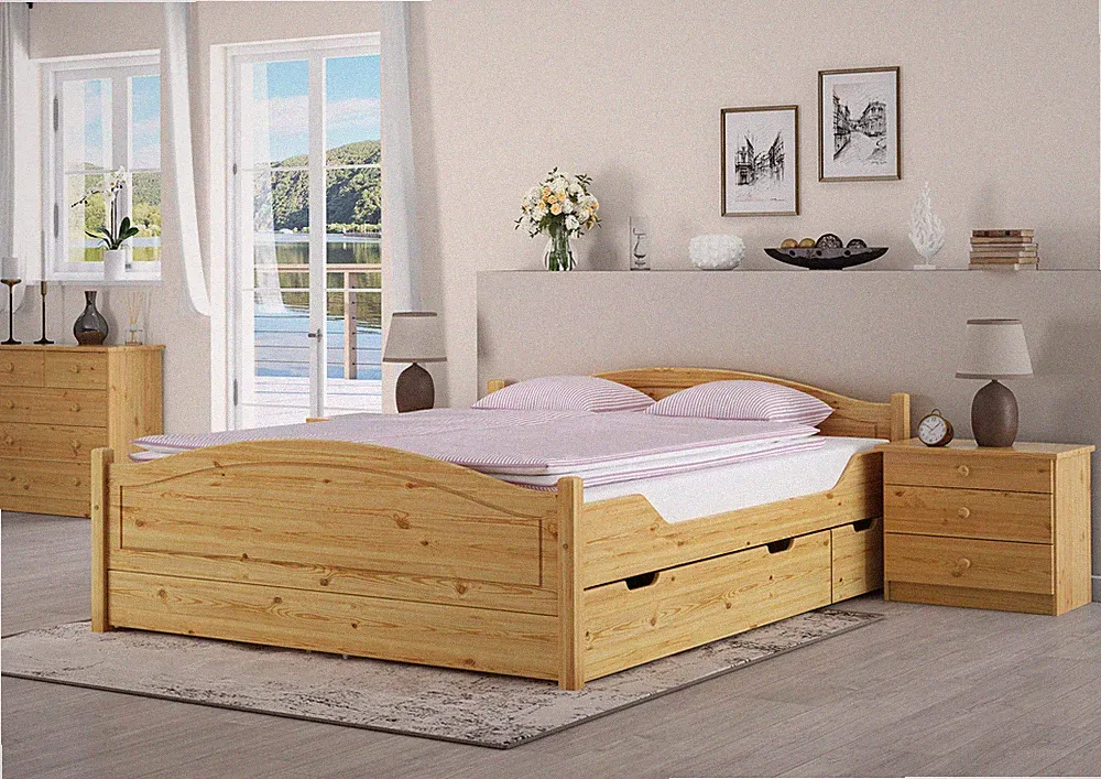 Massivholzbett Landhausstil 160x200 Doppelbett Futonbett Kiefer massiv