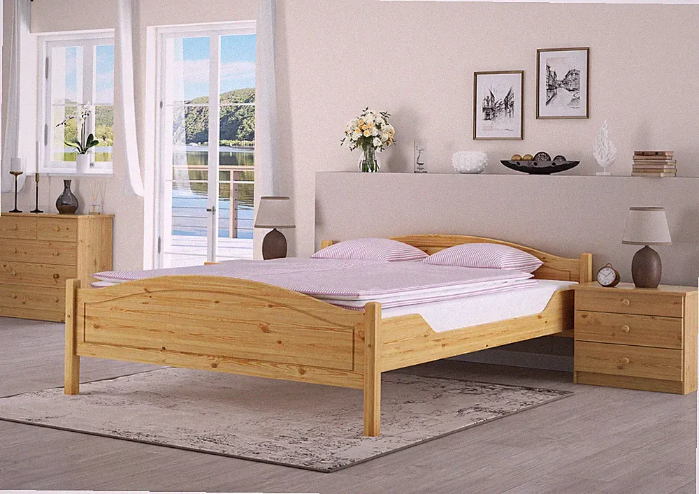 Massivholzbett Landhausstil 160x200 Doppelbett Kiefer Holzbett Ehebett