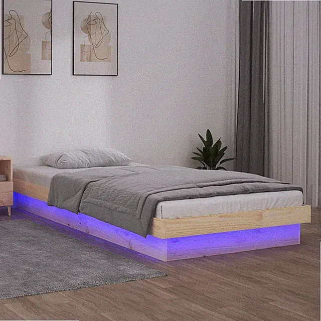 Massivholzbett LEDs Holzbett Bett Bettgestell Lattenrost Schlafzimmerbett