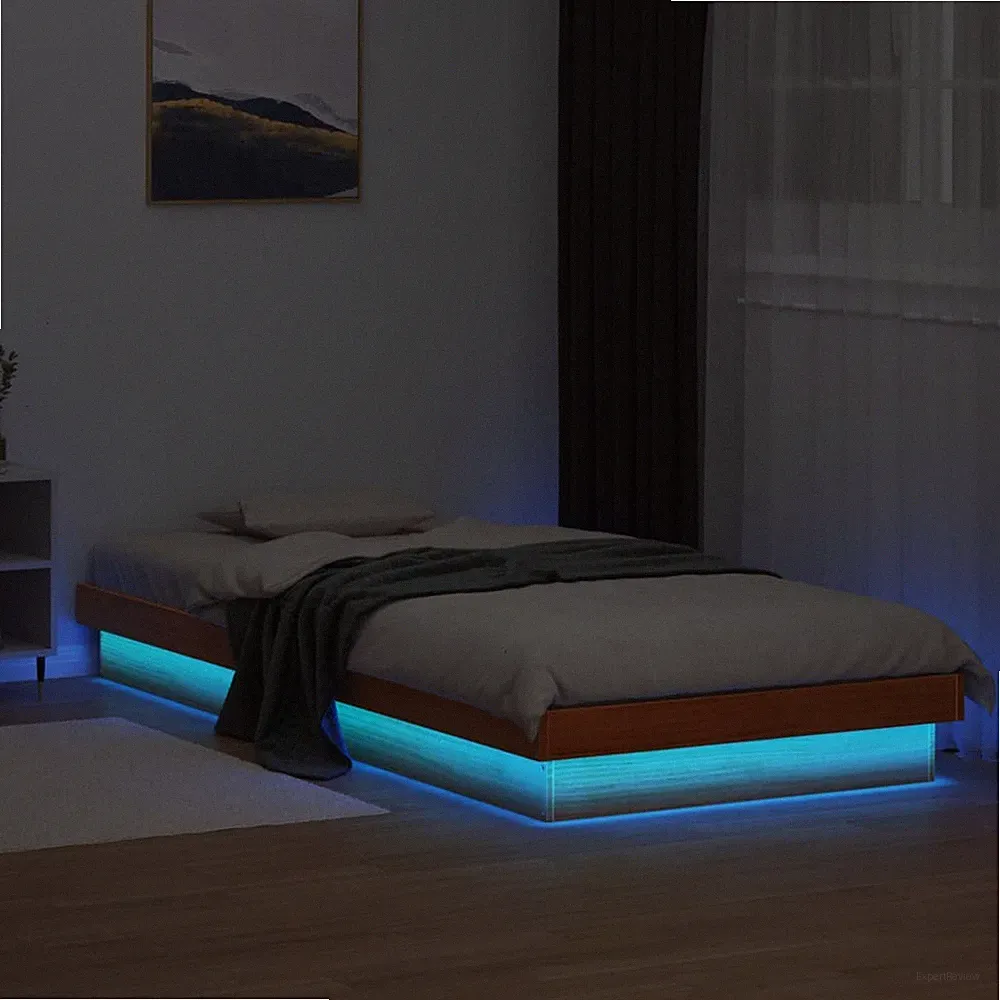 Massivholzbett LEDs Holzbett Bett Bettgestell Lattenrost Schlafzimmerbett vidaXL