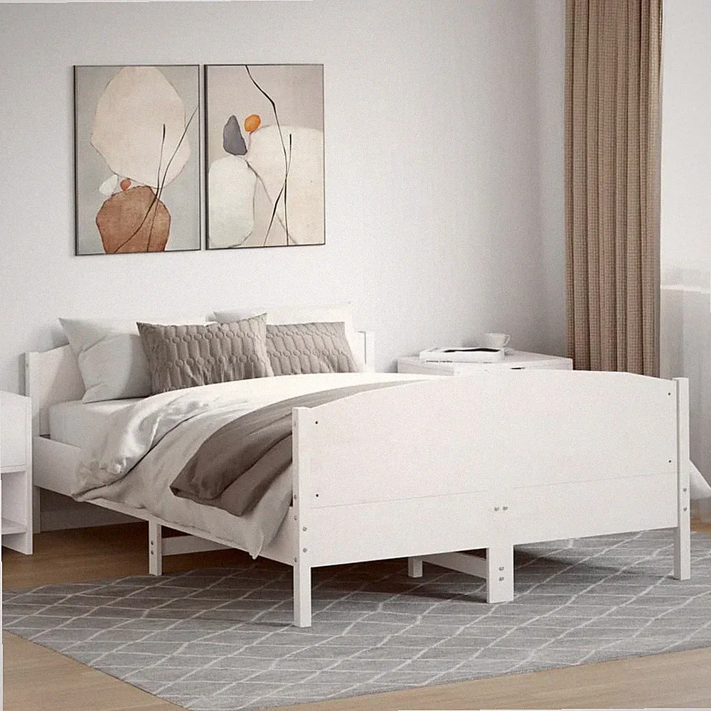 Massivholzbett mit Kopfteil Bettgestell Bett Holzbett Schlafzimmer Kiefer vidaXL