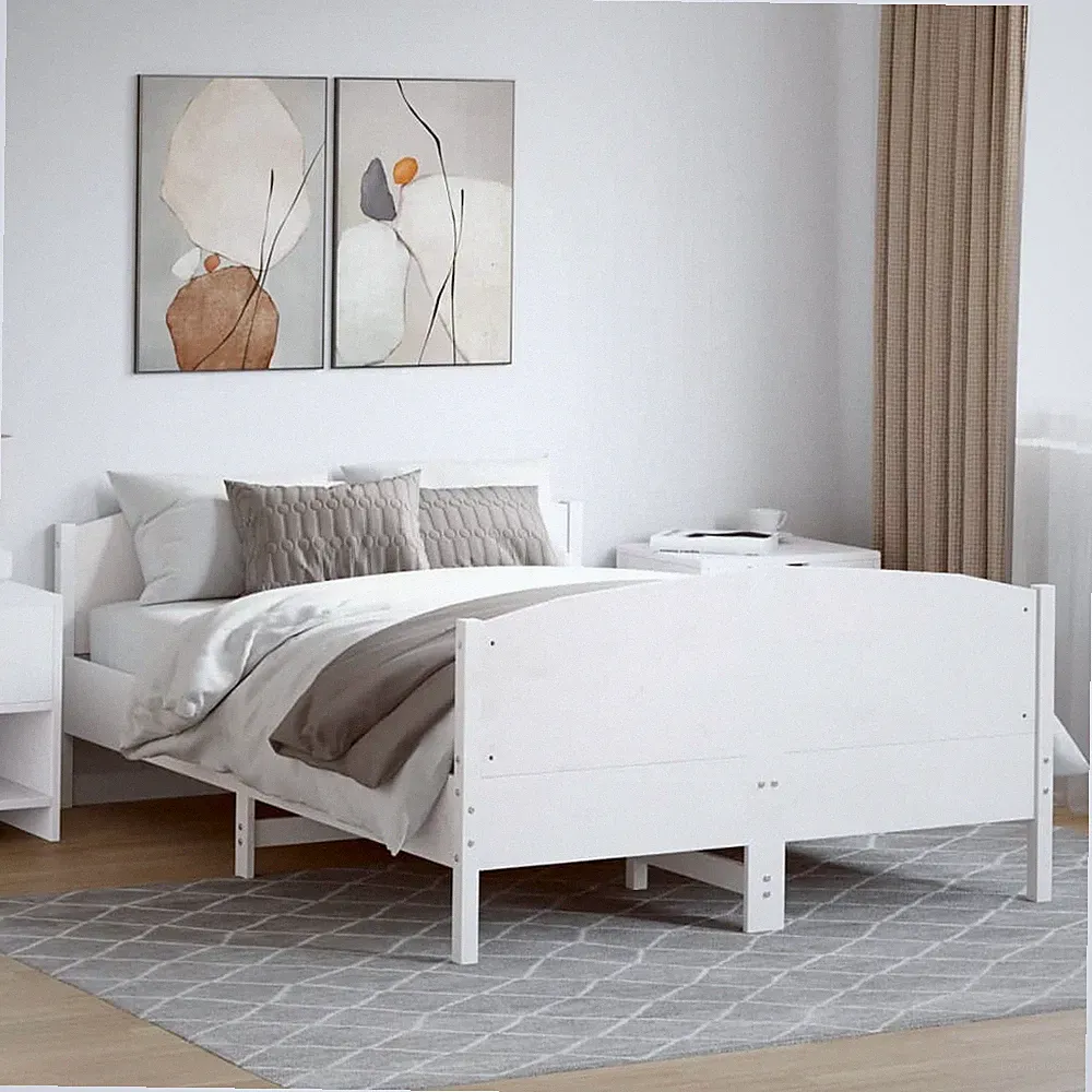 Massivholzbett mit Kopfteil Bettgestell Bett Holzbett Schlafzimmer Kiefer vidaXL