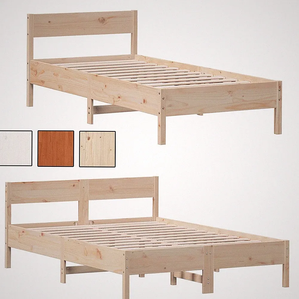 Massivholzbett mit Kopfteil Kiefer Bettrahmen Bettgestell Holzbett ohne Matratze