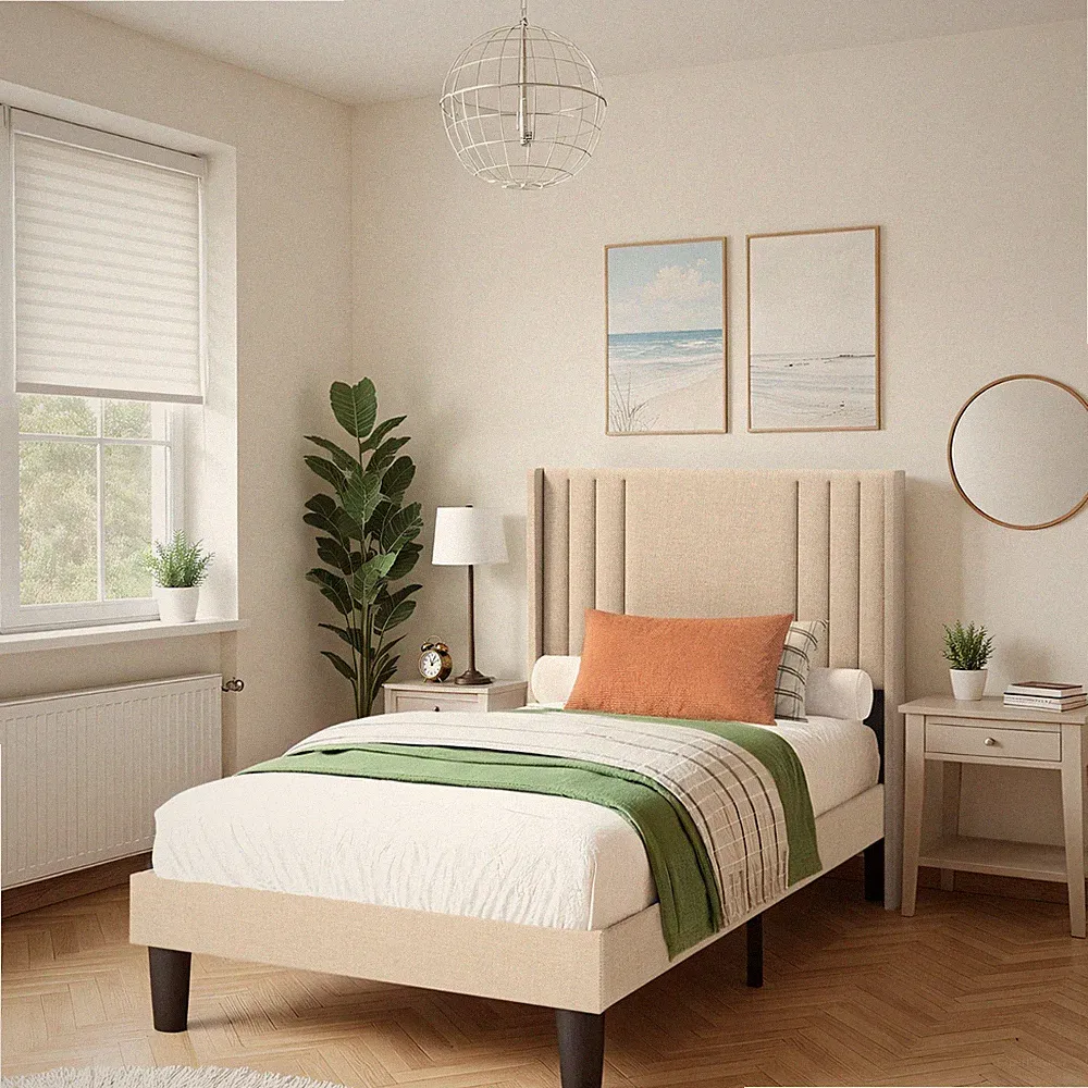 einzelbett beige