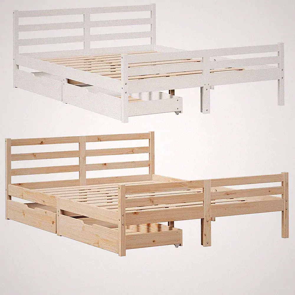 Massivholzbett mit Stauraum Gästebett Bettrahmen Betten Kiefernholz Doppelbett