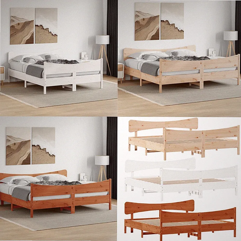 Massivholzbett ohne Matratze Bettgestell Holzbett Bett Lattenrost Kiefer vidaXL