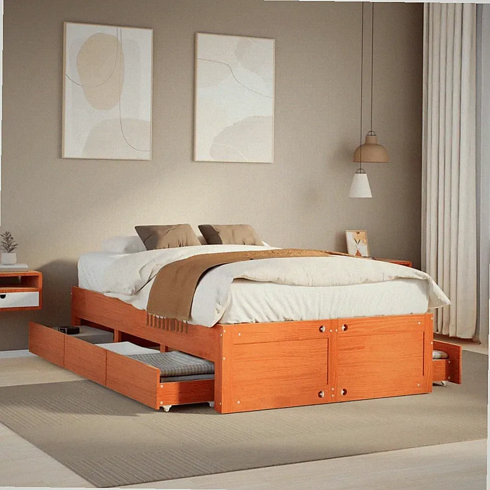 Massivholzbett ohne Matratze mit Schubladen Bettgestell Holzbett Bett vidaXL