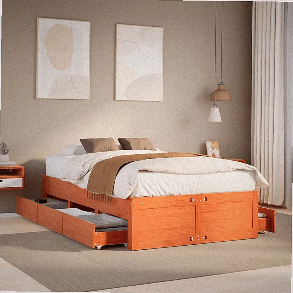 Massivholzbett ohne Matratze mit Schubladen Bettgestell Holzbett Bett vidaXL