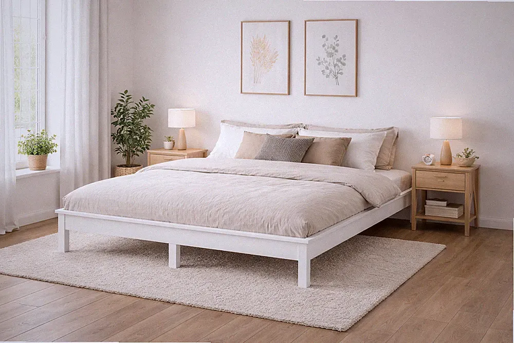 Massivholzbett Schlafzimmer Bett Holzbett Bettgestell Kiefer Weiß 160x200 cm