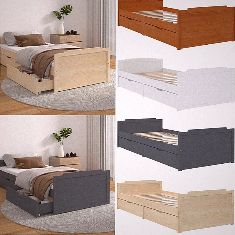 Massivholzbett Schubladen 90x200cm Bettgestell Bett mehrere Auswahl DE