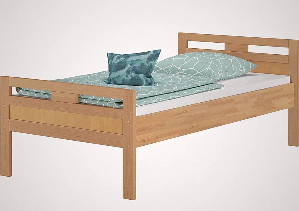 Massivholzbett Seniorenbett Buche natur 100x200 Einzelbett Rollrost Holzbett