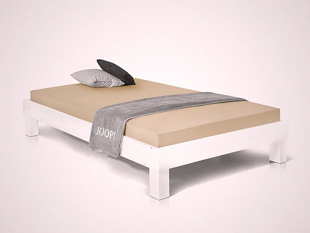 Massivholzbett Singlebett Futonbett 120x200 cm PUMBA Fichte weiss ohne Kopfteil