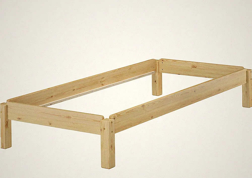 Massivholzbett Stapelbett Kiefer Natur 80x200 Einzelbett stapelbar Jugendbett