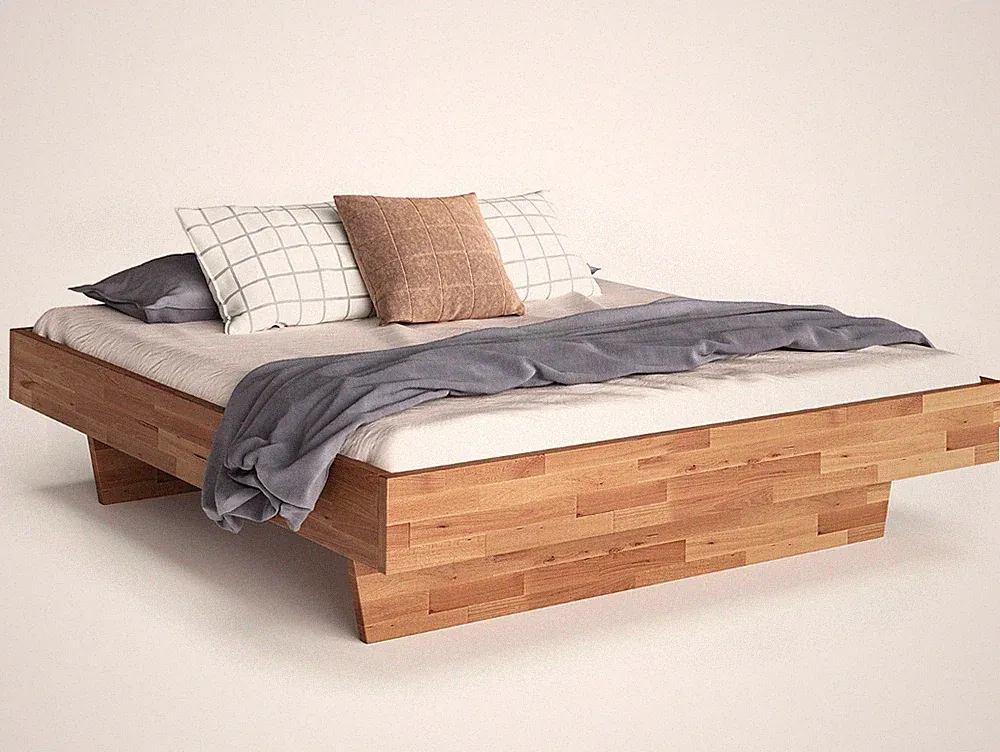Massivholzbett Wangenbett Futonbett Schwebendes Bett ohneKT LÖWENBETT Holz Buche