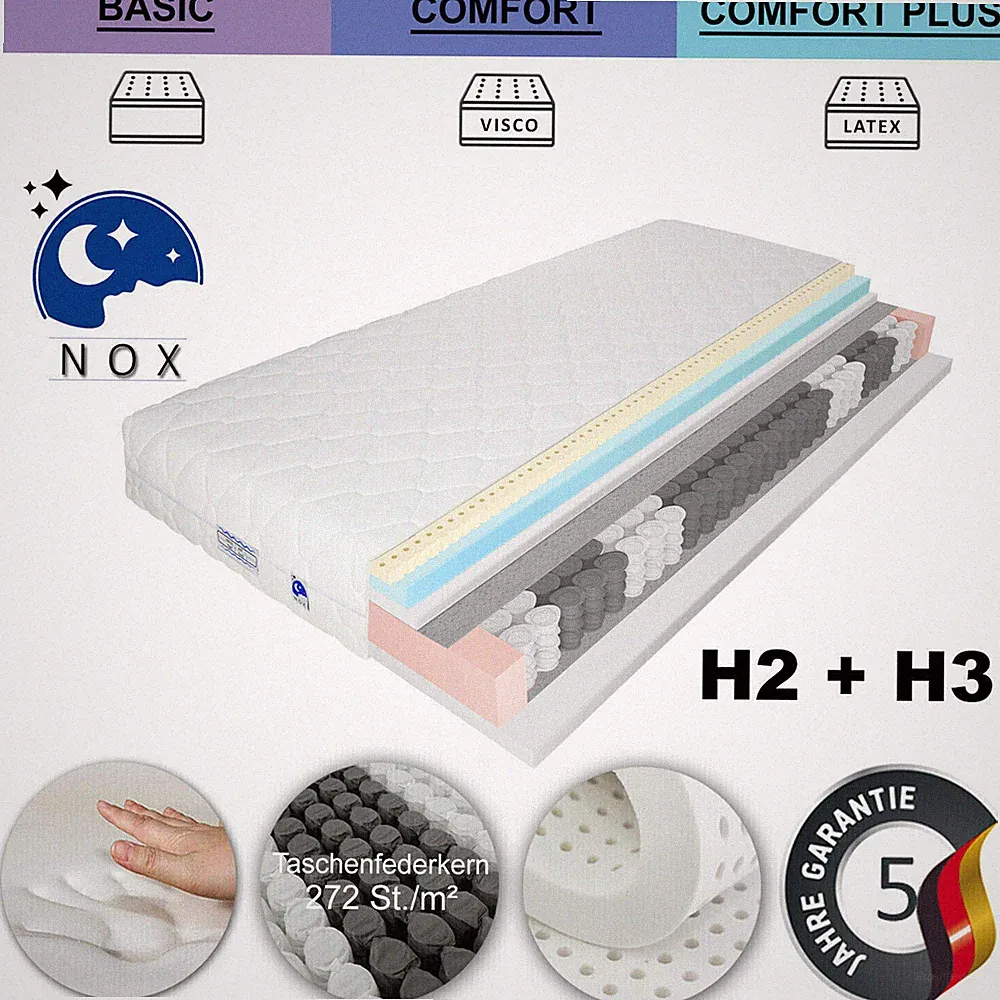 Matratze H2 H3 90 Taschenfederkern 100x200 140x200 120x200 160x200 180x200 Neu