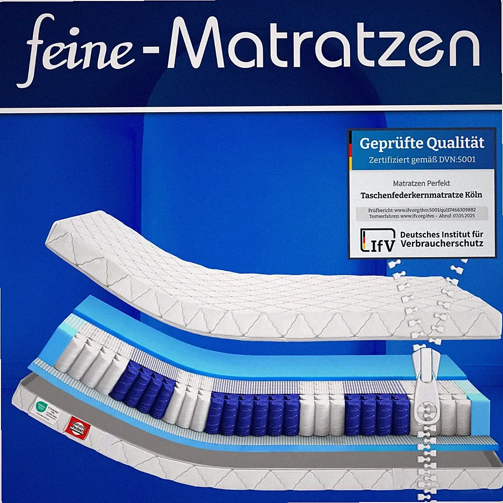 Matratzen Pefekt Taschenfederkern 7-Zonen KÖLN 80, 90, 100 bis 200x200cm Betten