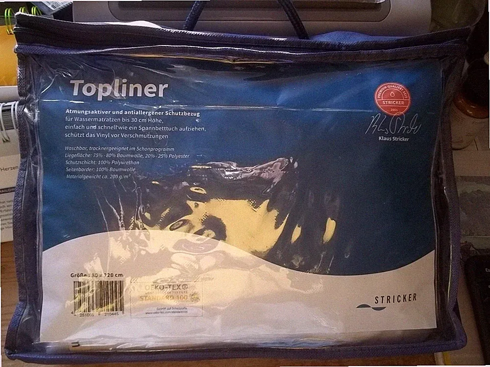 Matratzenschoner Topliner Wasserbett Milbenschutzbezug Stricker NEU OVP