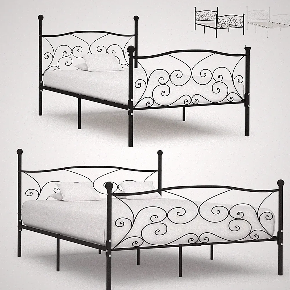 Metall Bettgestell mit Lattenrost Bettrahmen Gästebett Doppelbett (90-200)x200cm