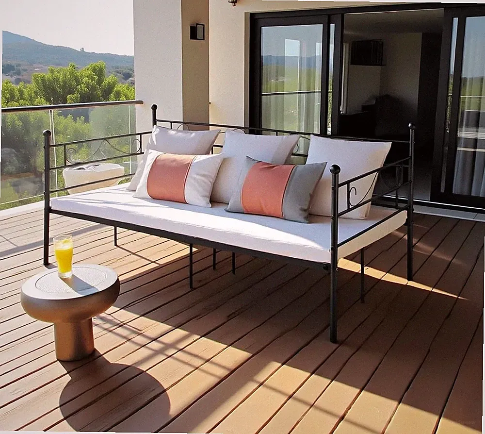 Metall Bettrahmen schwarz Oder Weiß matt mit Lattenrost 92.5x195 cm, Tagesbett