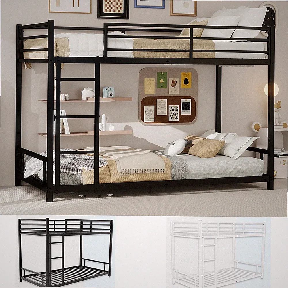 Metall Etagenbett Kinderbett Bettgestell 90x190cm Doppelstockbett mit Treppen