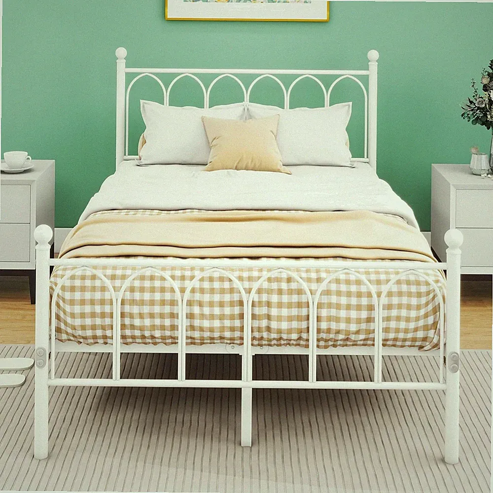 Metallbett 120x200 cm Bettgestell Doppelbett Gästebett modern quietschfest