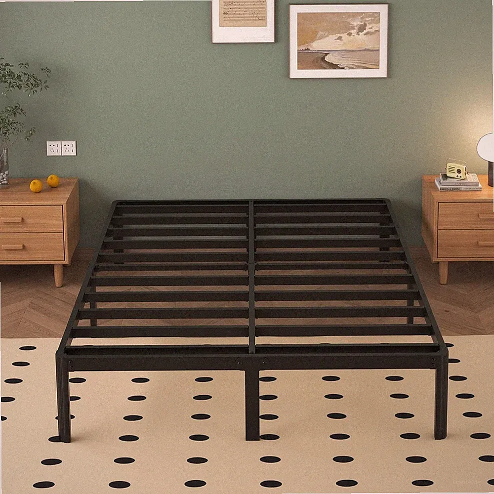 Metallbett 120x200 cm Schwarz Quietschfest Jugendbett mit Lattenrost