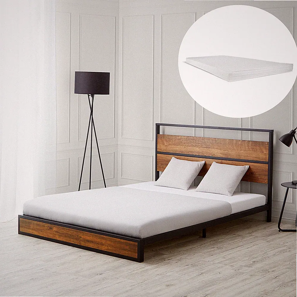 Metallbett 140x200 Lattenrost Matratze Schwarz Doppelbett Bett Holz Homestyle4u