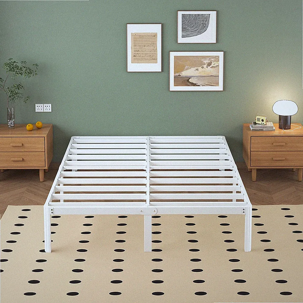 Metallbett 150x190 cm mit Rundes Eckbeine, Höhe 30.5cm Doppel Bettrahmen mit...