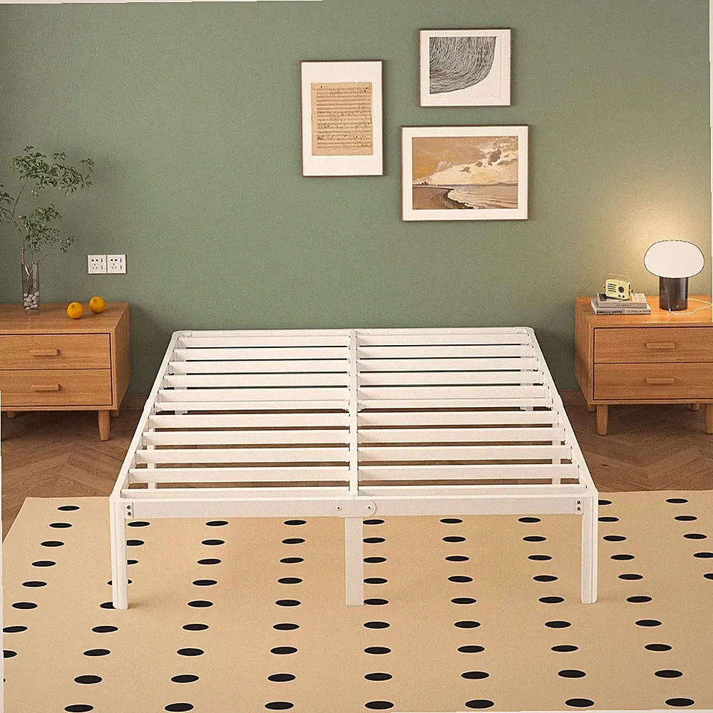 Metallbett 160x200 cm Doppelbettrahmen Weiß Metall Lattenrost