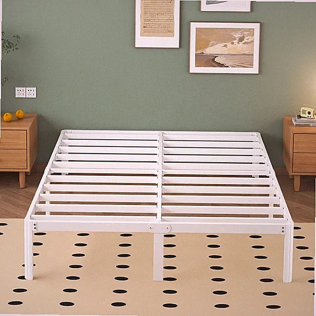 Metallbett 160x200cm mit Lattenrost und Stauraum Weiß 30,5cm hoch