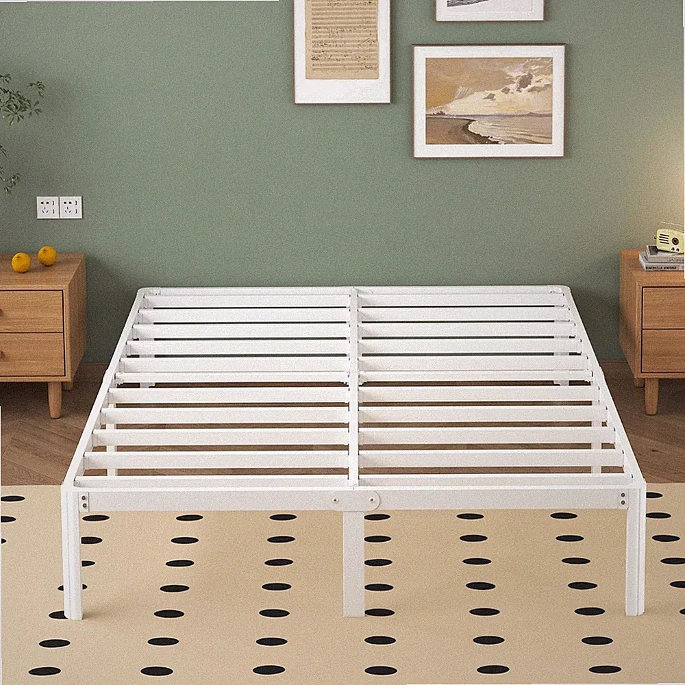 Metallbett 180x200 cm Bettgestell mit Stauraum Lattenrost Weiß stabiles Siche...