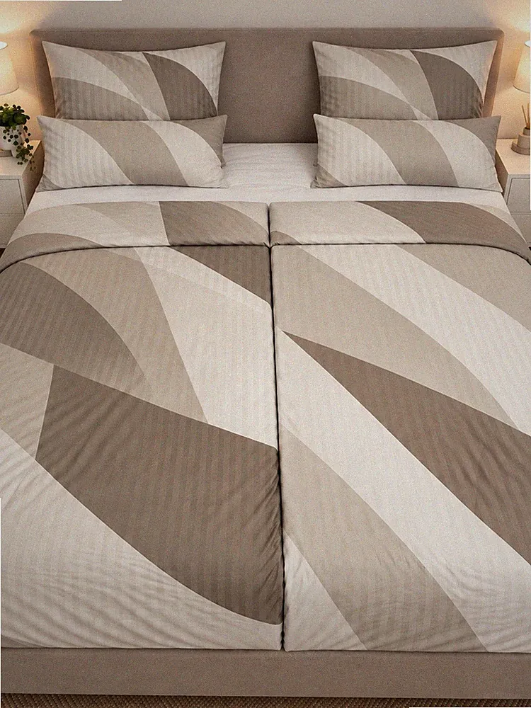Mikronesse 6-teilige Bettwäsche - Natur/Beige . ca.135x200cm