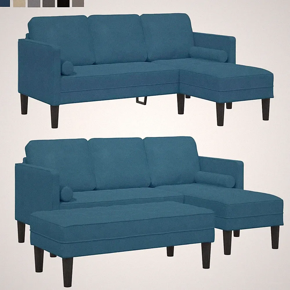 Modern L-Form Sofa Samt Lounge Couch Schlafsofa Ecksofa Gästebett für 4 Personen