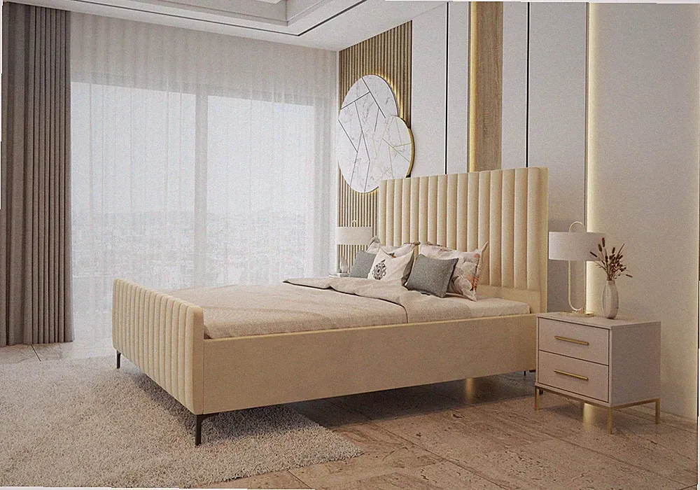 Modern Polsterbett mit Metallrahmen AURORA 160x200 cm - ohne Matratze