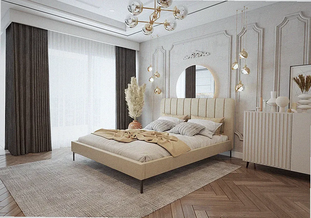 Modern Polsterbett mit Metallrahmen LUMI 160x200 cm - ohne Matratze