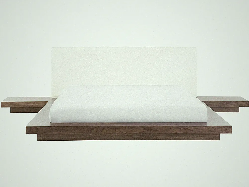 Modernes Bett Holzoptik hellbraun mit Lattenrost 160x200 cm 2 Nachttische Zen