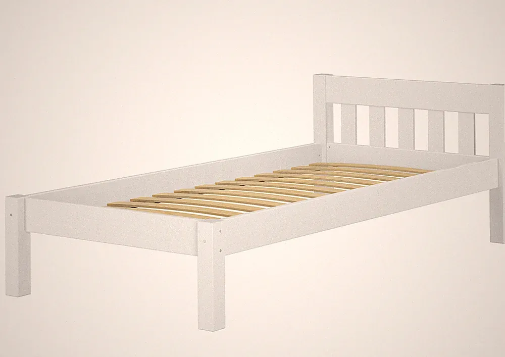 Modernes Einzelbett Kiefer weiß 90x200 Futonbett Jugendbett Rollrost Gästebett