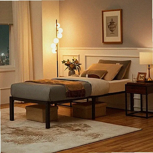 Modernes Metallbett 41 cm H Bettrahmen Bettgestell mit Lattenrost und Kopfteil