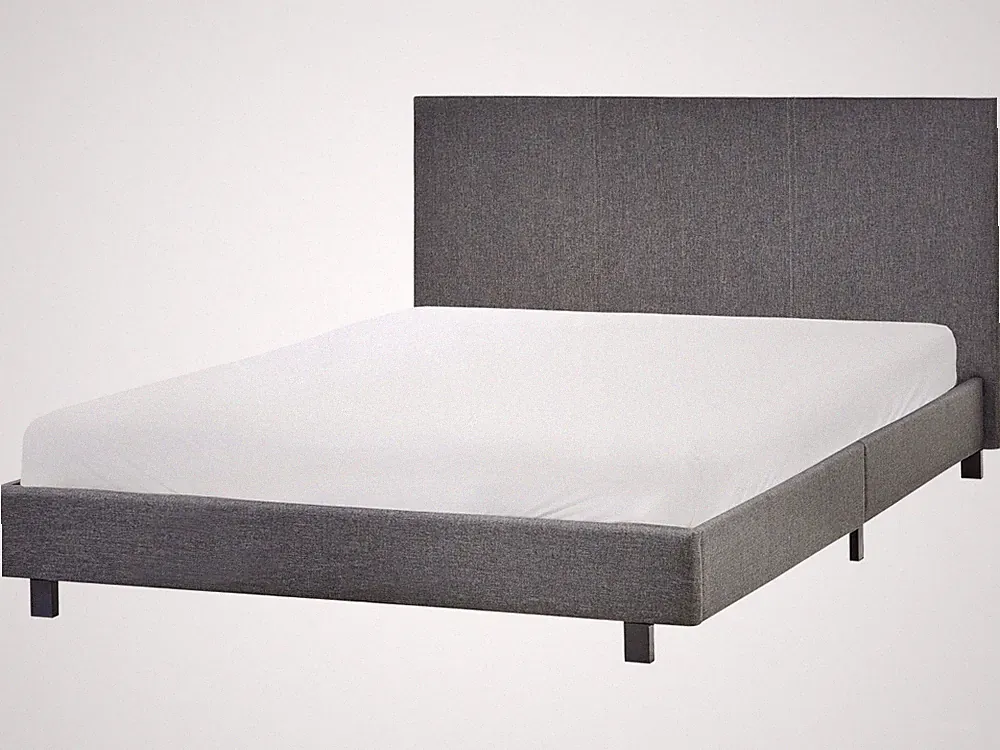Modernes Polsterbett grau mit Lattenrost 140x200 cm Stoffbett Bettgestell Albi