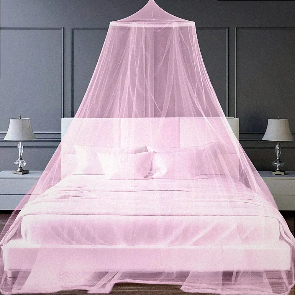 Moskitonetz Bett für Doppelbetten Einzelbett Rosa,0.6*2.5*10.5m Moskitonetz Fein